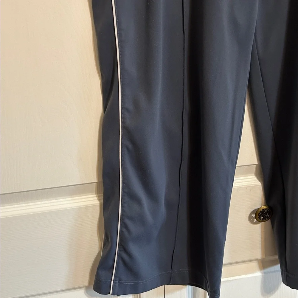 Athleta Gray High-Rise Wide-Leg Performance Pants with White Trim - Picture 3 of 6